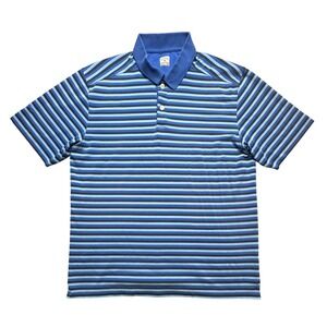 Callaway Polo Shirt Mens XL Blue Striped C-Tech Golf Performance Casual Top
